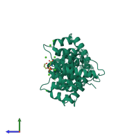 PDB entry 1a8a coloured by chain, side view.