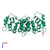 PDB entry 1a8b coloured by chain, top view.