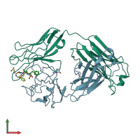 PDB entry 1a8j coloured by chain, front view.