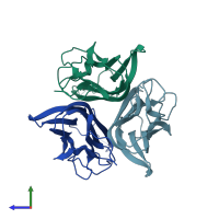 PDB entry 1a8m coloured by chain, side view.