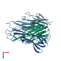 PDB entry 1a8m coloured by chain, top view.