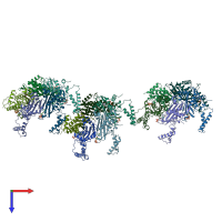 PDB entry 1a8r coloured by chain, top view.