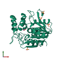 PDB entry 1a8s coloured by chain, front view.