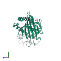 HLA class I histocompatibility antigen, B alpha chain in PDB entry 1a9b, assembly 1, side view.