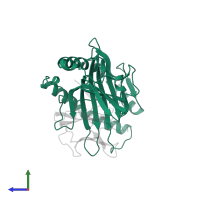 HLA class I histocompatibility antigen, B alpha chain in PDB entry 1a9e, assembly 1, side view.