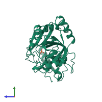 PDB entry 1a9o coloured by chain, side view.