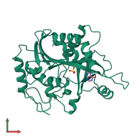 PDB entry 1a9q coloured by chain, front view.