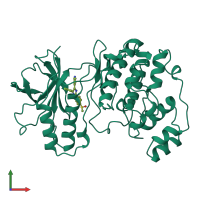 PDB entry 1a9u coloured by chain, front view.