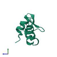 PDB entry 1aa3 coloured by chain, side view.