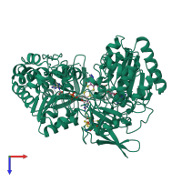 PDB entry 1aa6 coloured by chain, top view.