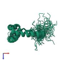 PDB entry 1aab coloured by chain, ensemble of 33 models, top view.