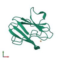 PDB entry 1aac coloured by chain, front view.