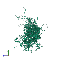 PDB entry 1aaf coloured by chain, ensemble of 20 models, side view.