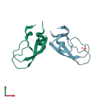 PDB entry 1aal coloured by chain, front view.