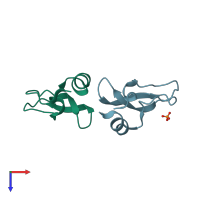 PDB entry 1aal coloured by chain, top view.