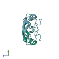 PDB entry 1aap coloured by chain, side view.