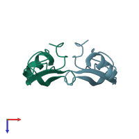 PDB entry 1aap coloured by chain, top view.