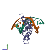 PDB entry 1aay coloured by chain, side view.