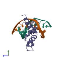 PDB entry 1aay coloured by chain, side view.