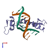 PDB entry 1aay coloured by chain, top view.