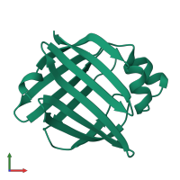 PDB entry 1ab0 coloured by chain, front view.