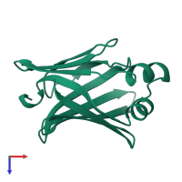 PDB entry 1ab0 coloured by chain, top view.