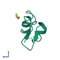 PDB entry 1ab1 coloured by chain, side view.