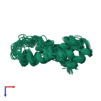 PDB entry 1ab3 coloured by chain, ensemble of 26 models, top view.