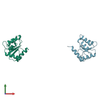 PDB entry 1ab6 coloured by chain, front view.