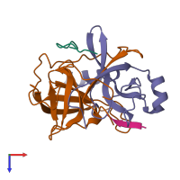PDB entry 1ab9 coloured by chain, top view.