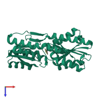 PDB entry 1abe coloured by chain, top view.