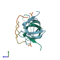 PDB entry 1abo coloured by chain, side view.