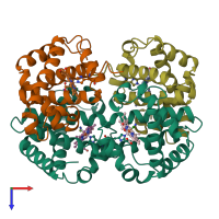 PDB entry 1aby coloured by chain, top view.