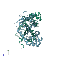 PDB entry 1ac1 coloured by chain, side view.