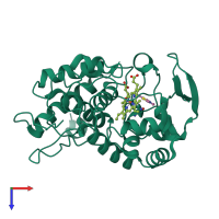 Monomeric assembly 1 of PDB entry 1ac8 coloured by chemically distinct molecules, top view.