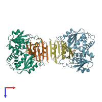 PDB entry 1acm coloured by chain, top view.