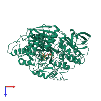 PDB entry 1aco coloured by chain, top view.