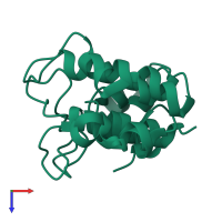 PDB entry 1acp coloured by chain, ensemble of 2 models, top view.