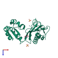 PDB entry 1ad2 coloured by chain, top view.