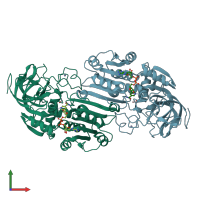 PDB entry 1adb coloured by chain, front view.