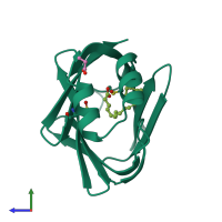 PDB entry 1adl coloured by chain, side view.