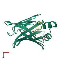 PDB entry 1adl coloured by chain, top view.