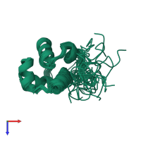 PDB entry 1adr coloured by chain, ensemble of 20 models, top view.