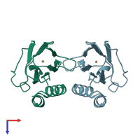 PDB entry 1adw coloured by chain, top view.