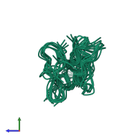 PDB entry 1adx coloured by chain, ensemble of 14 models, side view.