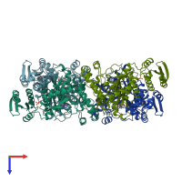 PDB entry 1ady coloured by chain, top view.