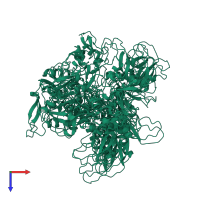 PDB entry 1adz coloured by chain, ensemble of 30 models, top view.