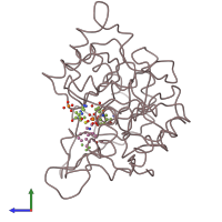 PDB entry 1ae4 coloured by chain, side view.