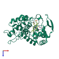 PDB entry 1aeb coloured by chain, top view.