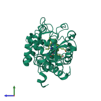 PDB entry 1aed coloured by chain, side view.